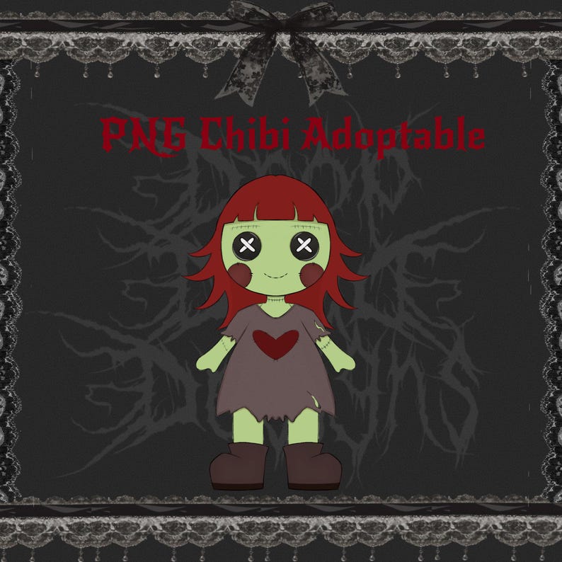 Frankenstein Chibi Adoptable | PNGTuber Asset | Transparent VTuber Streamer Avatar | Chibi Digital Download image 1