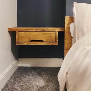 Rustic Wooden floating Bedside Table with Drawer