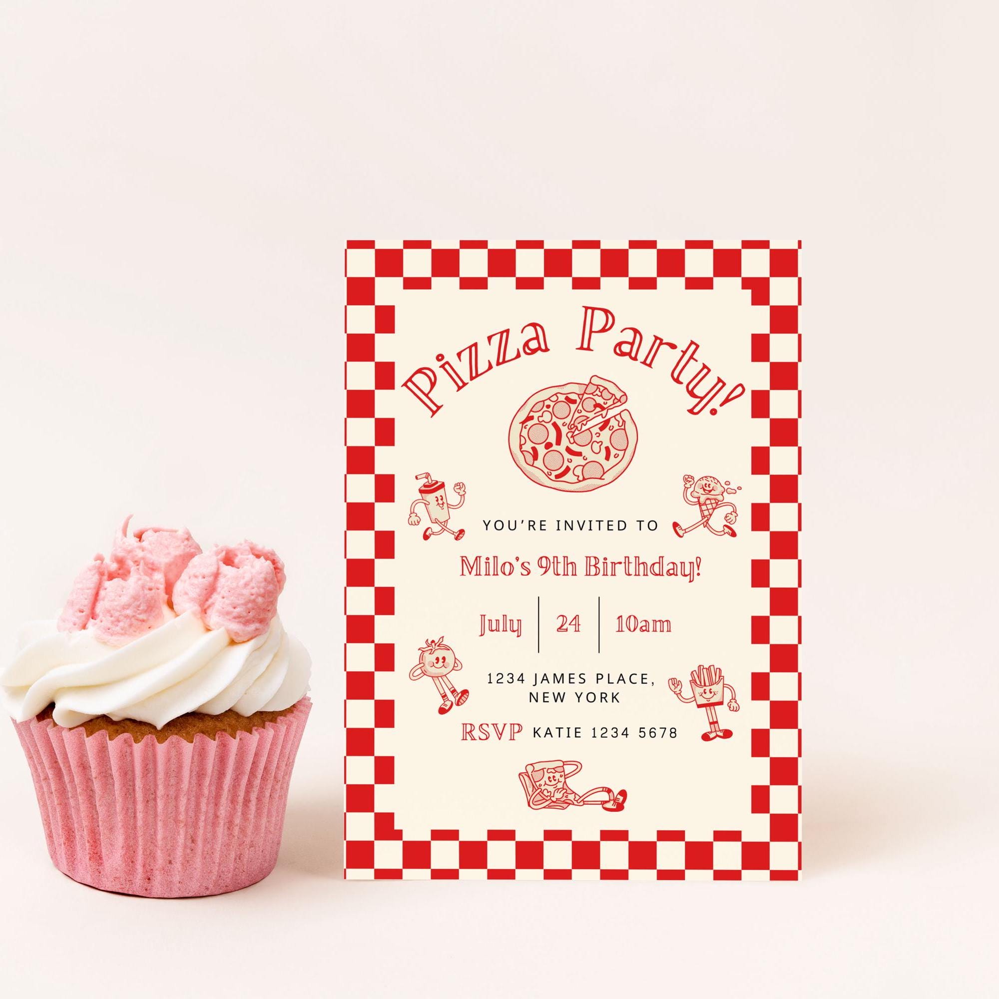 Pizza Party Invite, INSTANT DOWNLOAD, Italian Birthday Party, Slice of ...