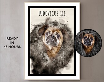 Ritratti di animali domestici ad acquerello personalizzati da foto di animali domestici Ritratti digitali personalizzati di gatti Ritratti di cani Ritratti di cani personalizzati Disegno artistico personalizzato di animali domestici