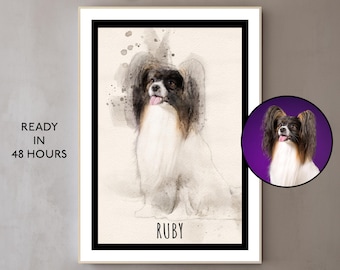 Ritratti di animali domestici ad acquerello personalizzati da foto di animali domestici Ritratti digitali personalizzati di gatti Ritratti di cani Ritratti di cani personalizzati Disegno artistico personalizzato di animali domestici