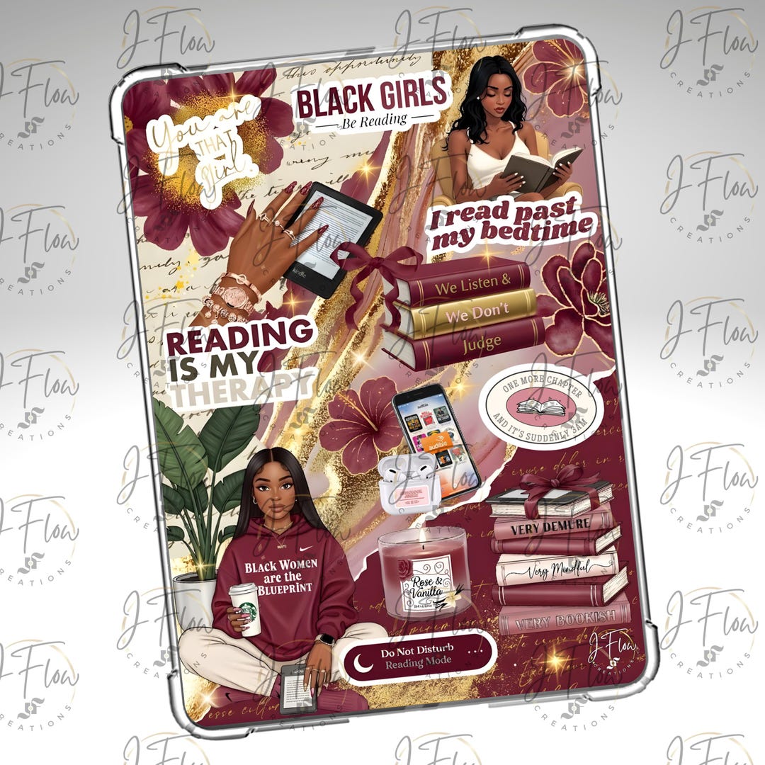 Burgundy Aesthetic Black Girl Printable Kindle Insert - DIGITAL ...