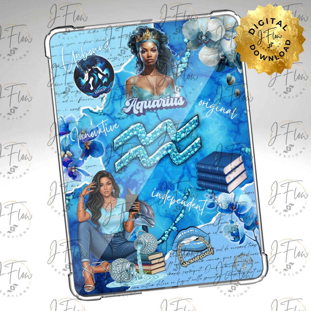 Aquarius Zodiac Black Girl Printable Kindle Insert - DIGITAL DOWNLOAD ...