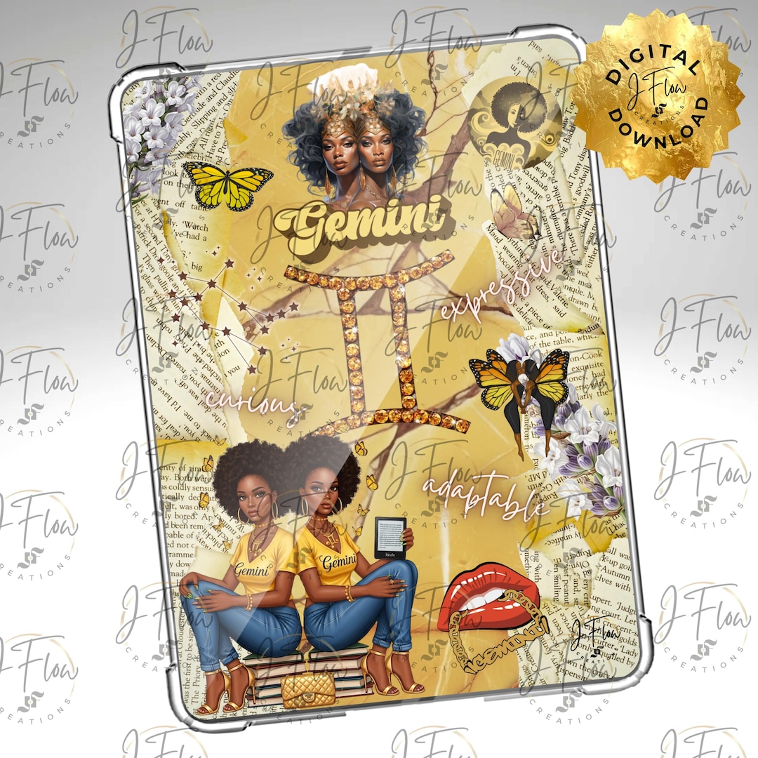 Gemini Zodiac Black Girl Printable Kindle Insert - DIGITAL DOWNLOAD - Etsy