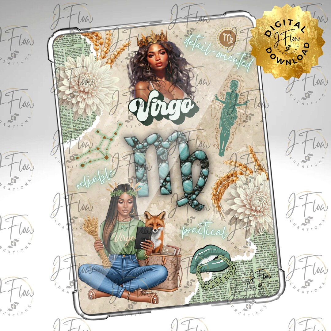 Virgo Zodiac Black Girl Printable Kindle Insert - DIGITAL DOWNLOAD - Etsy