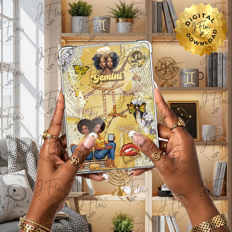 Gemini Zodiac Black Girl Printable Kindle Insert - DIGITAL DOWNLOAD - Etsy