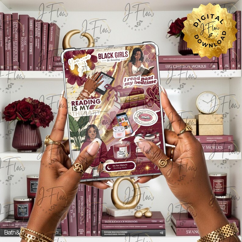 Burgundy Aesthetic Black Girl Printable Kindle Insert - DIGITAL ...