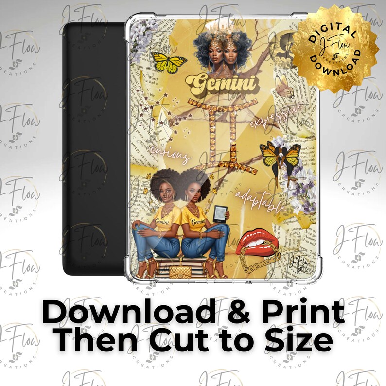 Gemini Zodiac Black Girl Printable Kindle Insert - DIGITAL DOWNLOAD - Etsy
