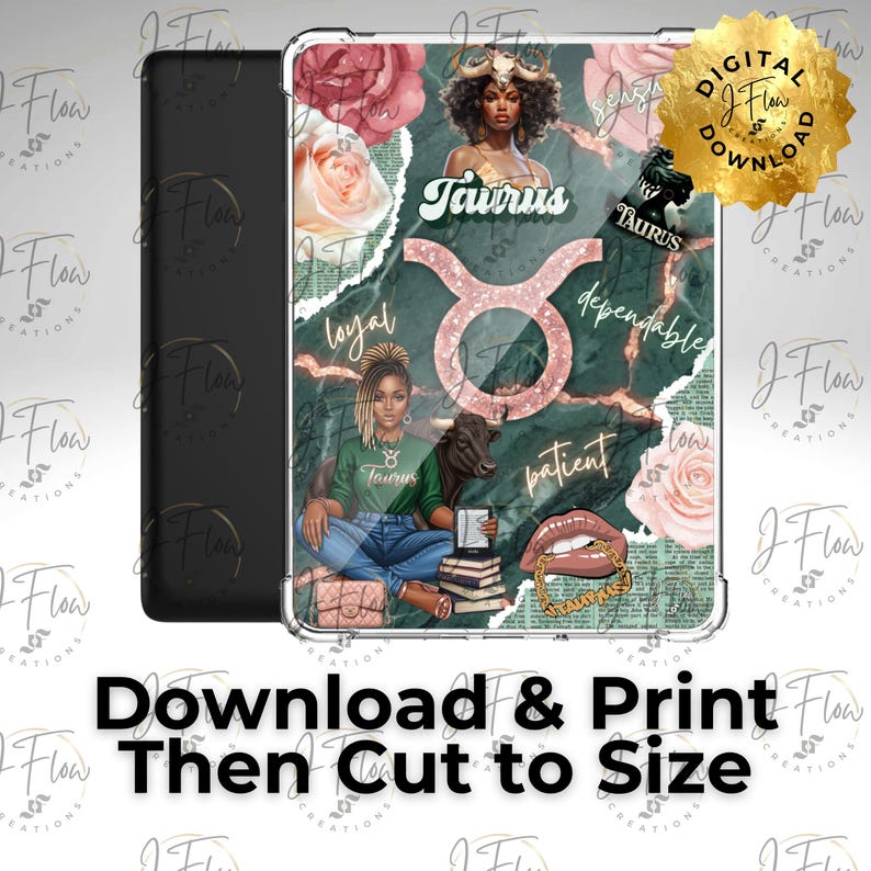 Taurus Zodiac Black Girl Printable Kindle Insert - DIGITAL DOWNLOAD - Etsy