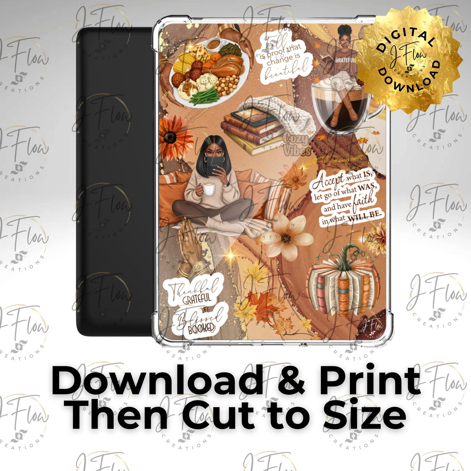 Cozy Fall Gratitude Black Girl Printable Kindle Insert - DIGITAL ...