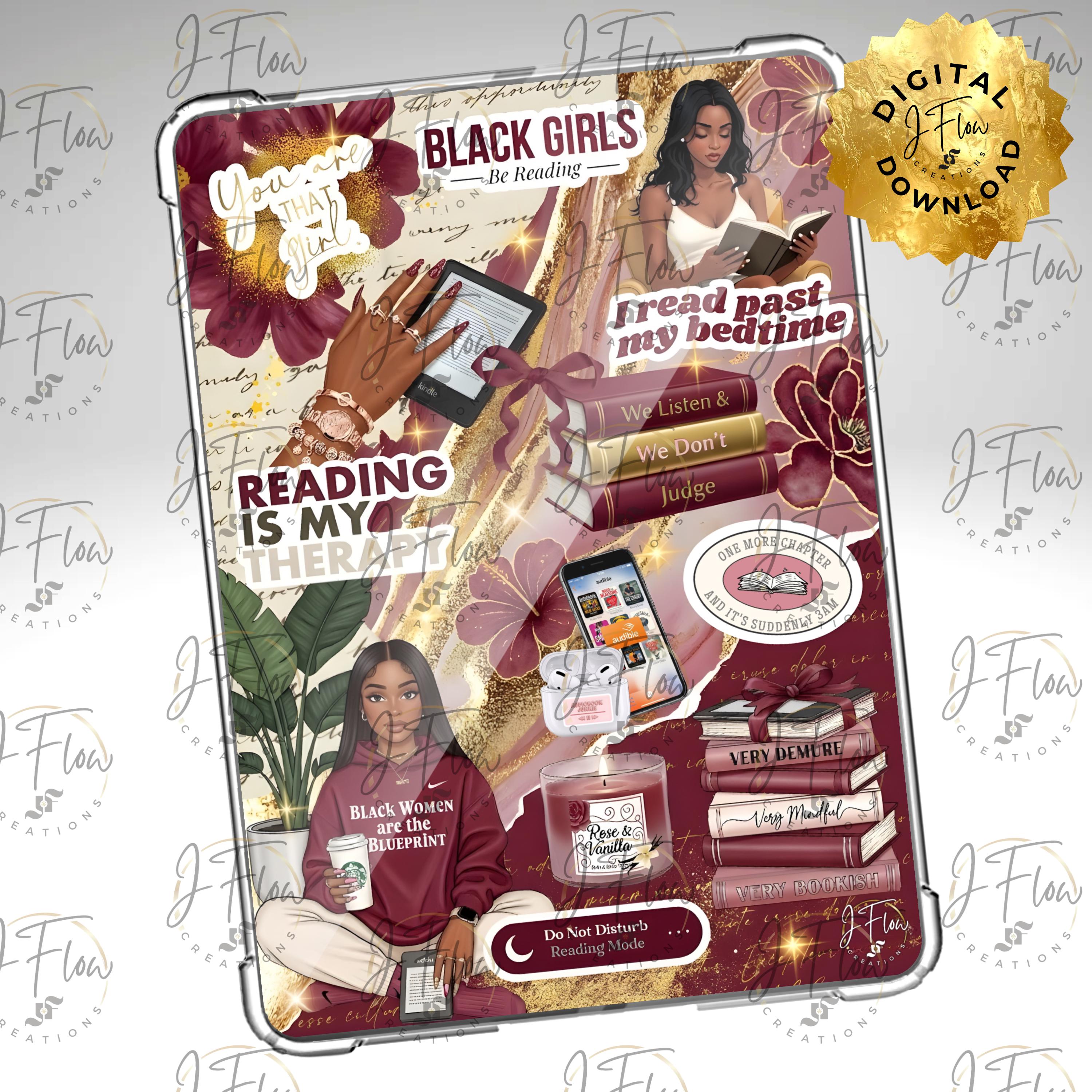Burgundy Aesthetic Black Girl Printable Kindle Insert - DIGITAL ...