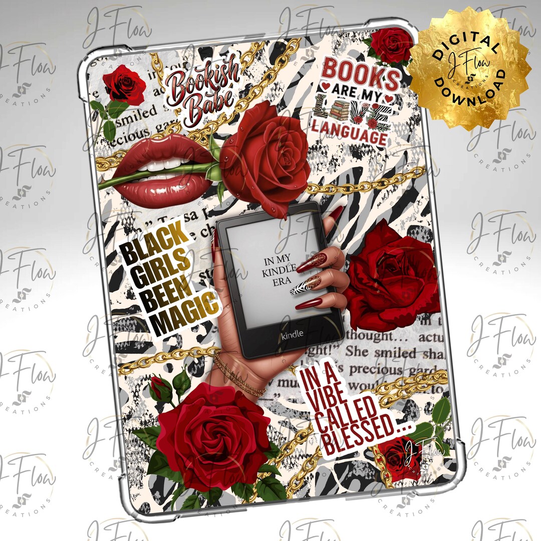Bookish Babe Wild Rose Black Girl Printable Kindle Insert - DIGITAL ...