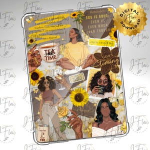 Sunflower Black Girl 印刷可能な Kindle 挿入物 - デジタルダウンロード