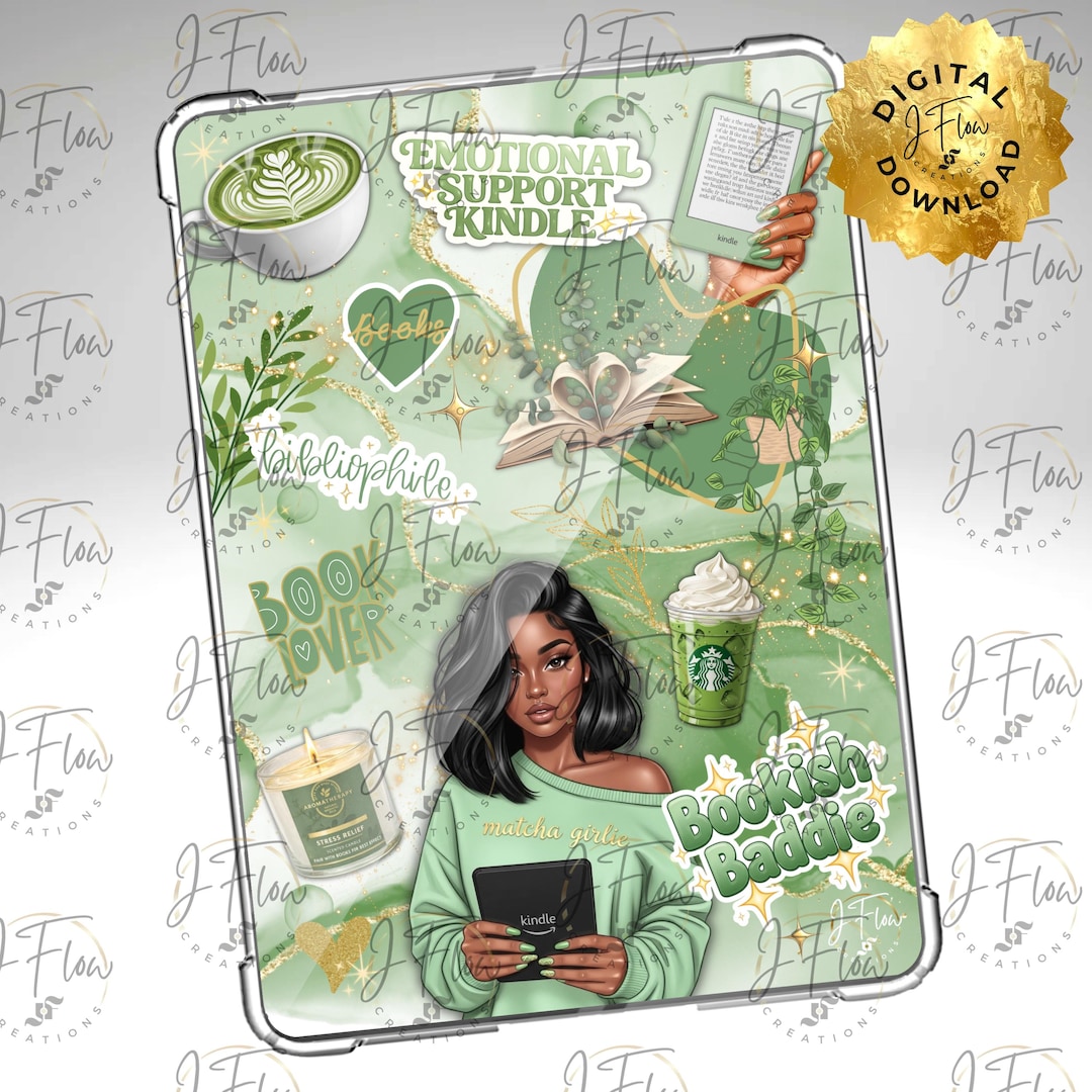 Matcha Black Girl Printable Kindle Insert - DIGITAL DOWNLOAD - Etsy
