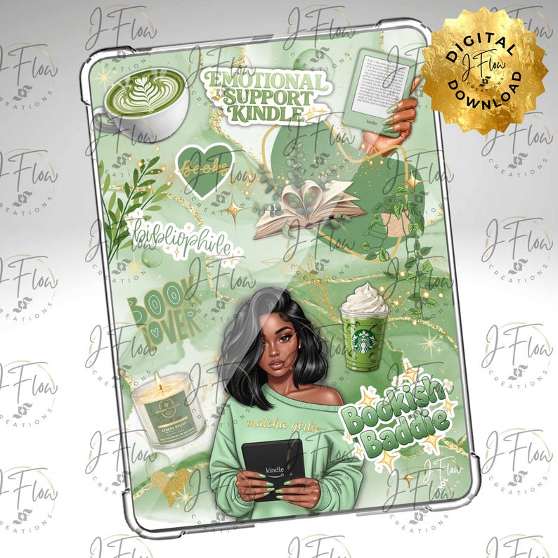 Matcha Black Girl Printable Kindle Insert - DIGITAL DOWNLOAD - Etsy