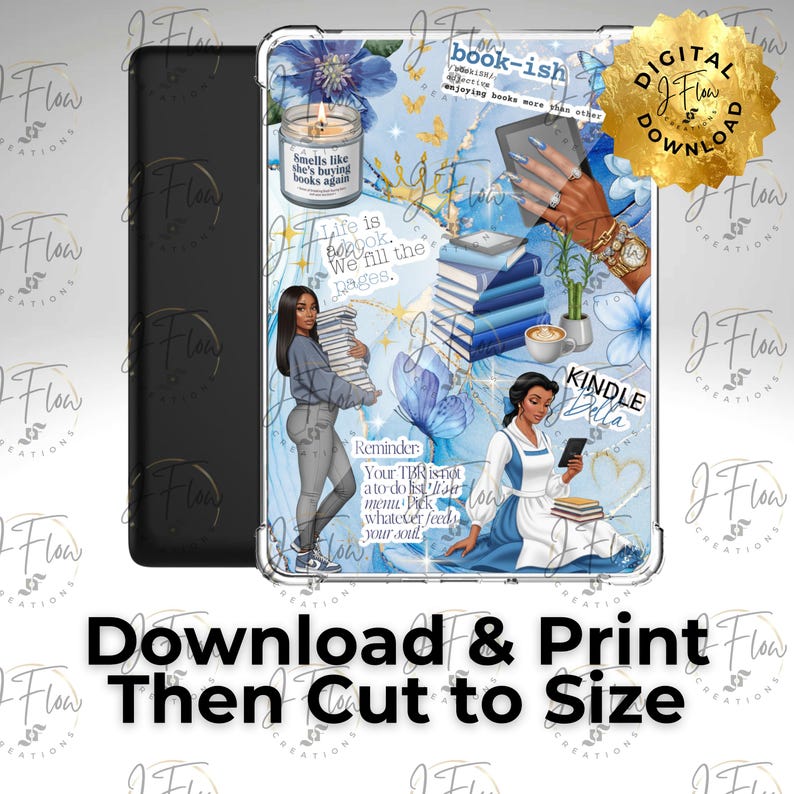 Blue Kindle Bella Black Girl Printable Kindle Insert - DIGITAL DOWNLOAD ...
