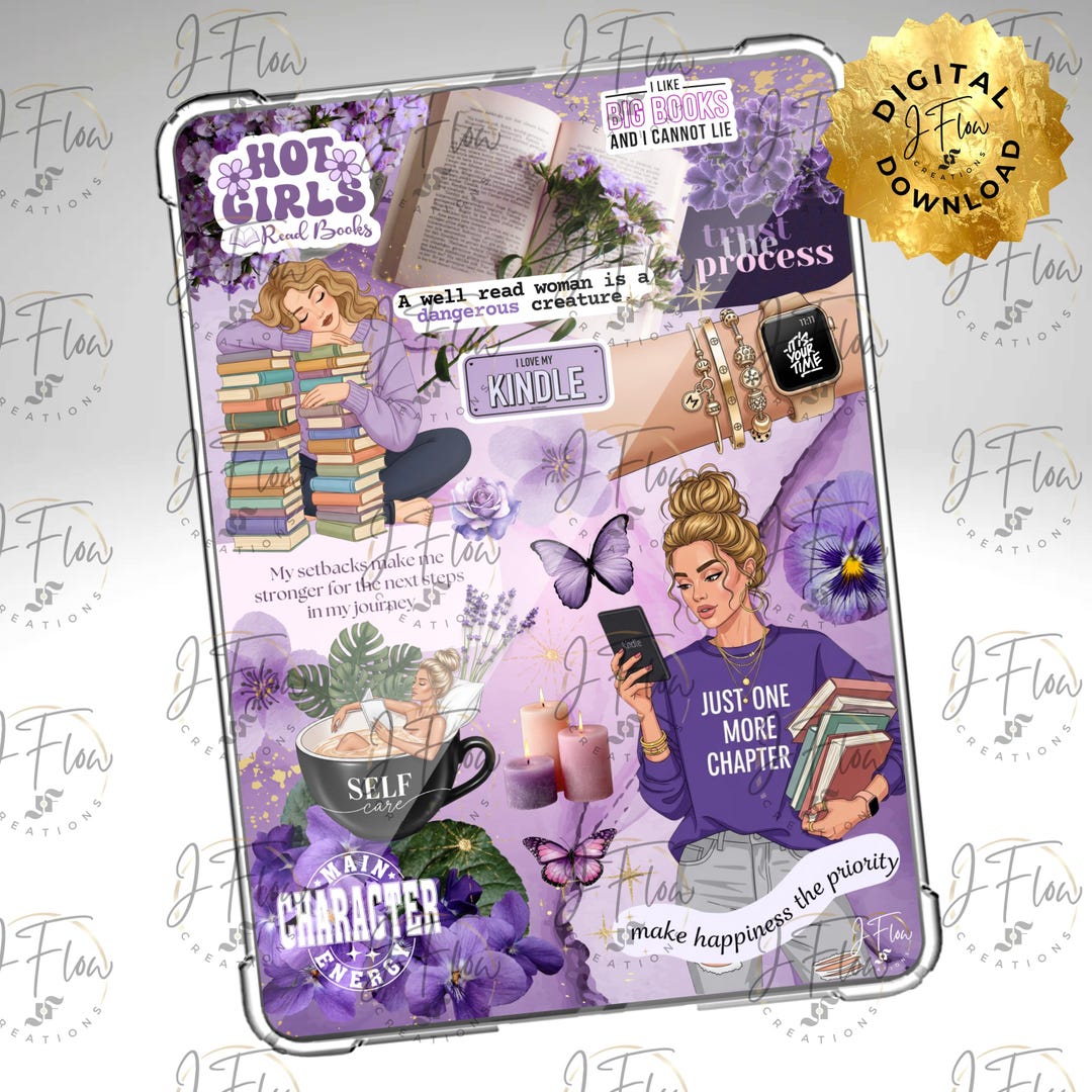 Purple Bookish Blondie Printable Kindle Insert - DIGITAL DOWNLOAD - Etsy