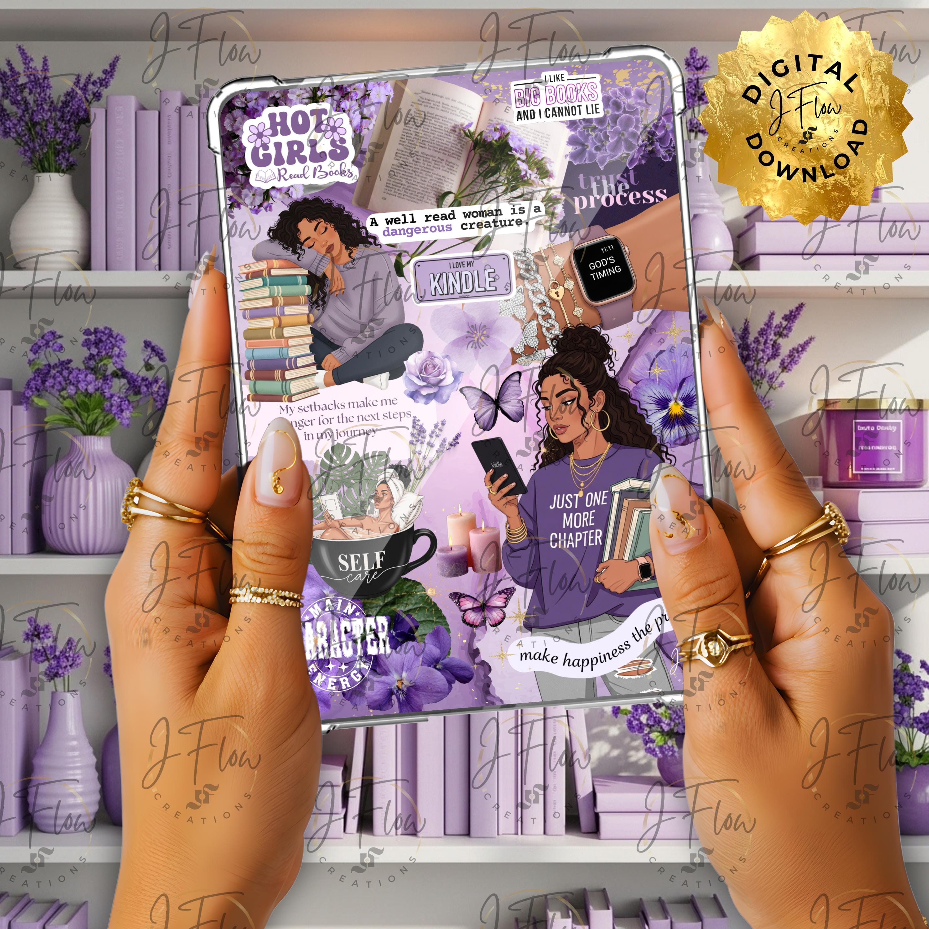 Purple Bookish Latina Printable Kindle Insert - DIGITAL DOWNLOAD - Etsy