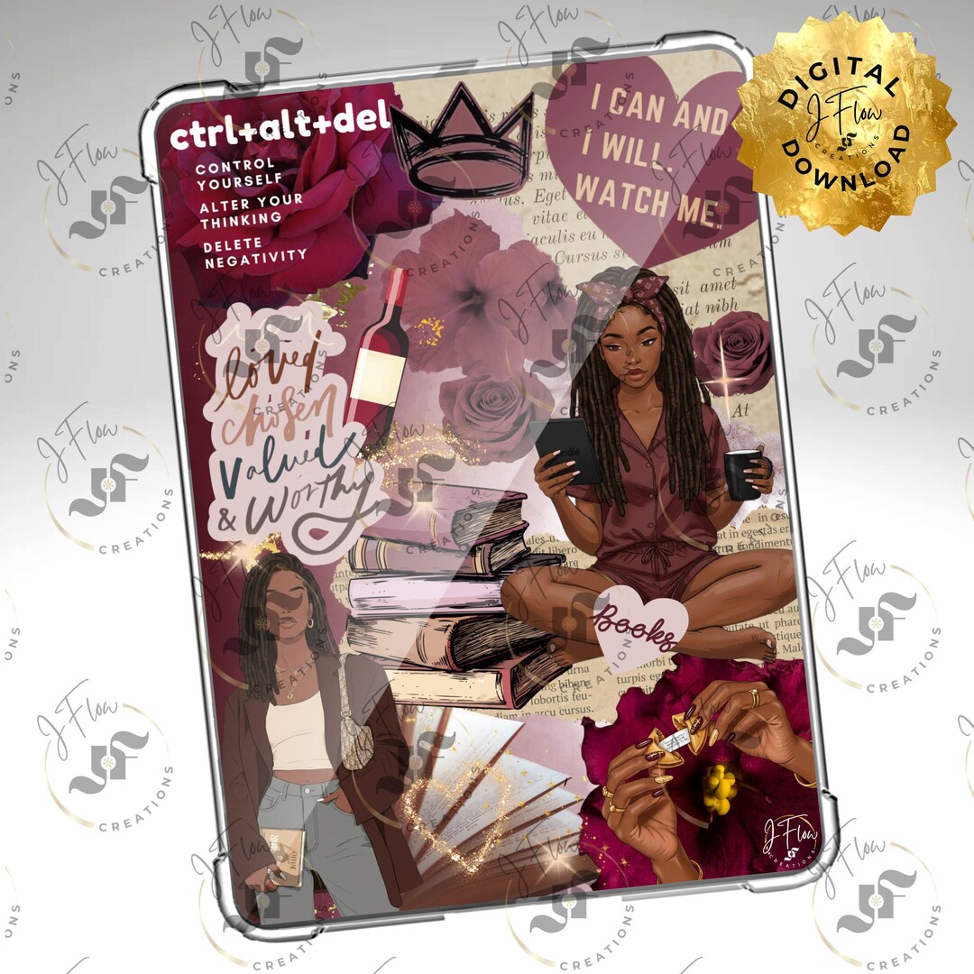 Burgundy Loc'd Bookie Printable Kindle Insert - DIGITAL DOWNLOAD - Etsy