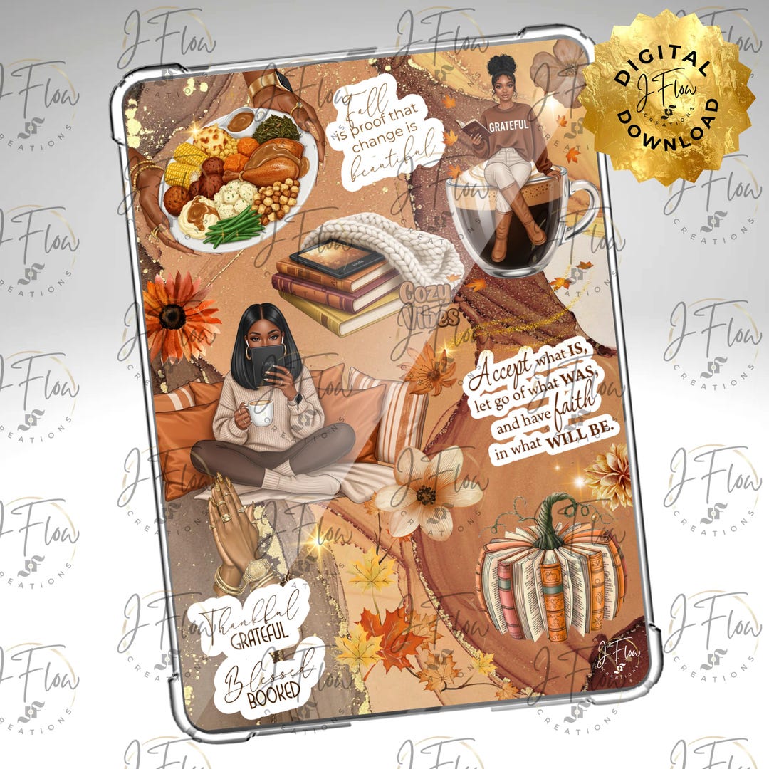 Cozy Fall Gratitude Black Girl Printable Kindle Insert - DIGITAL ...