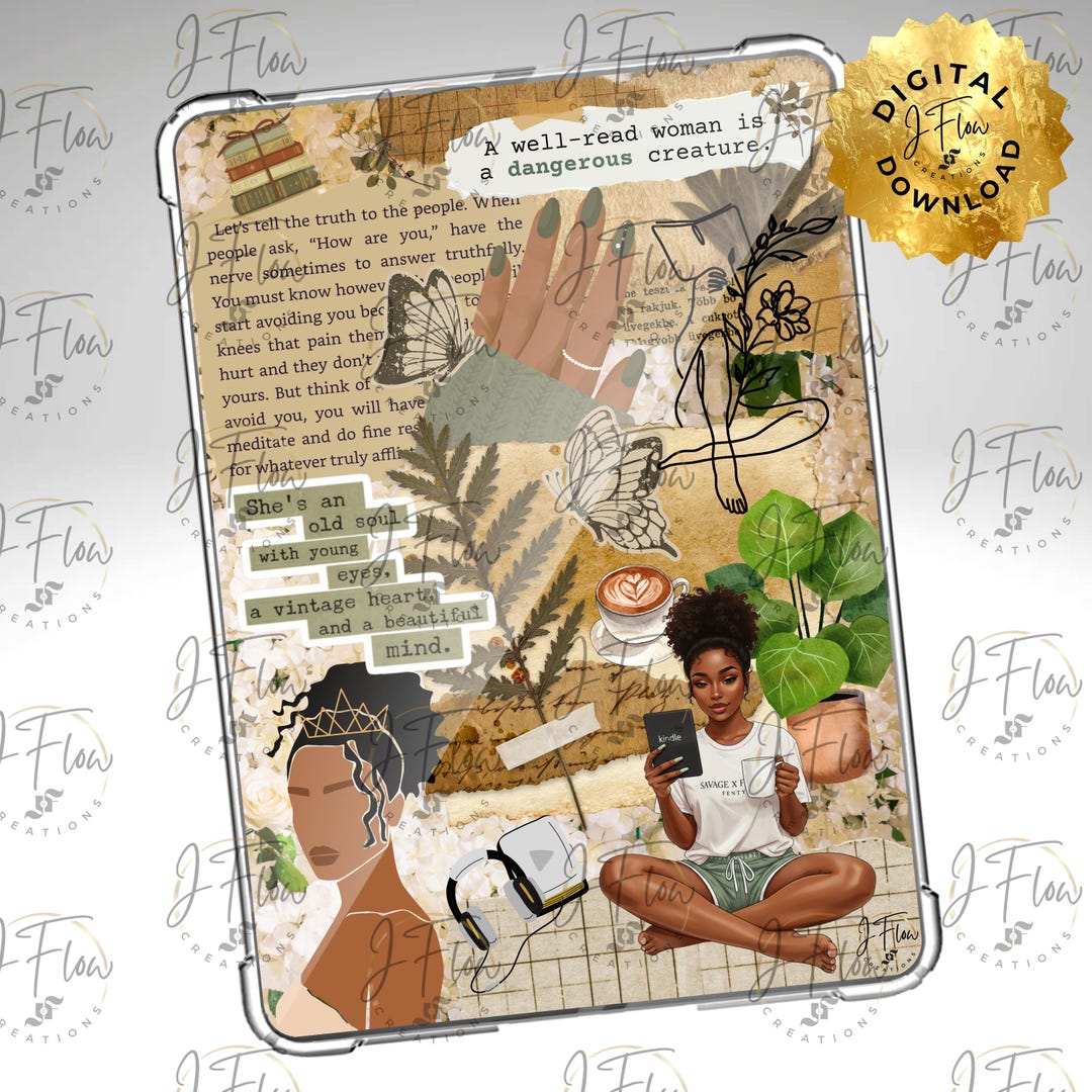 Earthy Vintage Black Girl Printable Kindle Insert - DIGITAL DOWNLOAD - Etsy
