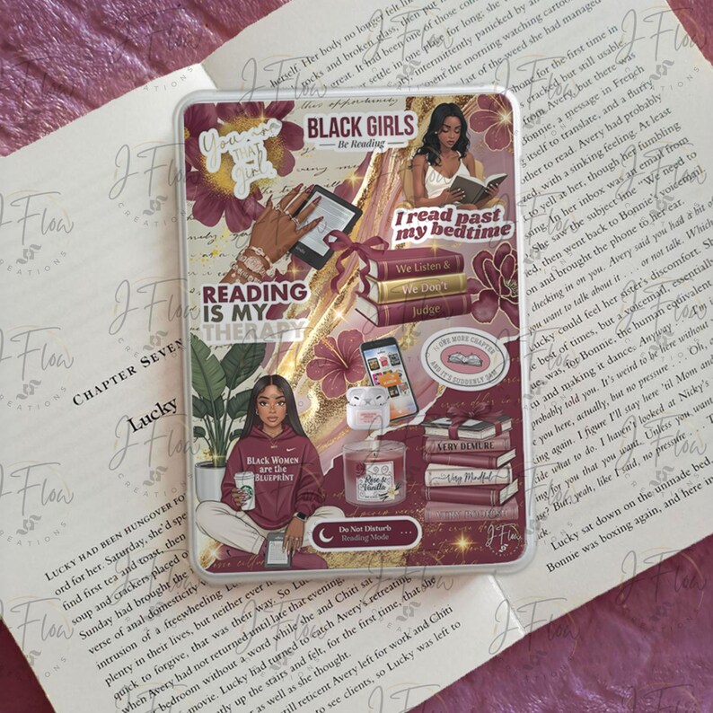 Burgundy Aesthetic Black Girl Printable Kindle Insert - DIGITAL ...