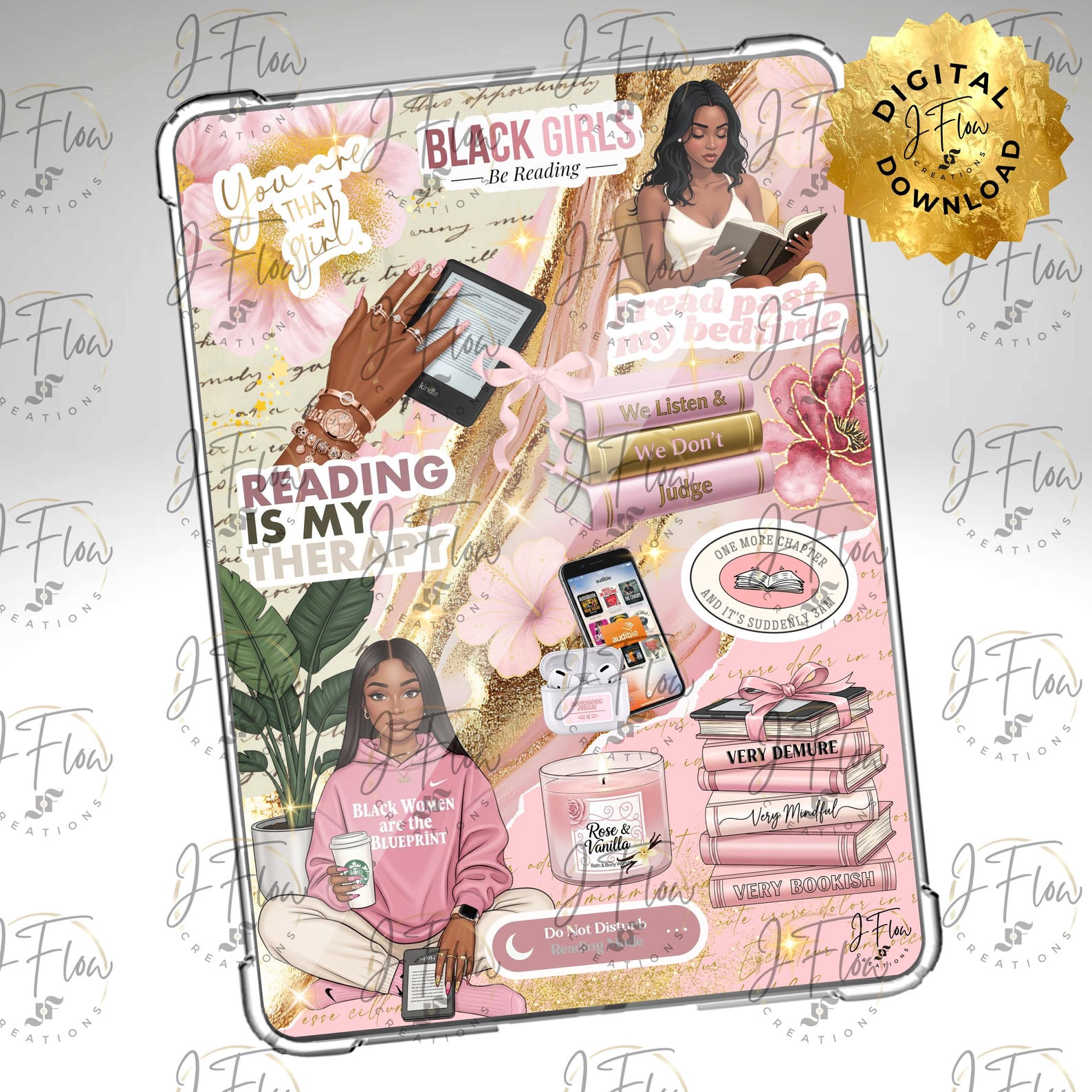 Pink Aesthetic Black Girl Printable Kindle Insert - DIGITAL DOWNLOAD - Etsy