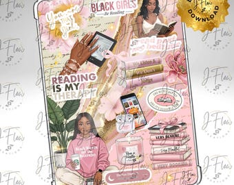 Pink Aesthetic Black Girl Printable Kindle Insert - DIGITAL DOWNLOAD