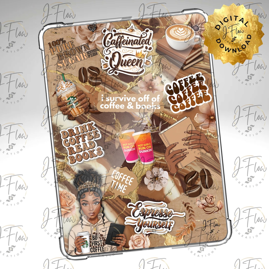 Caffeinated Queen Black Girl Printable Kindle Insert - DIGITAL DOWNLOAD ...