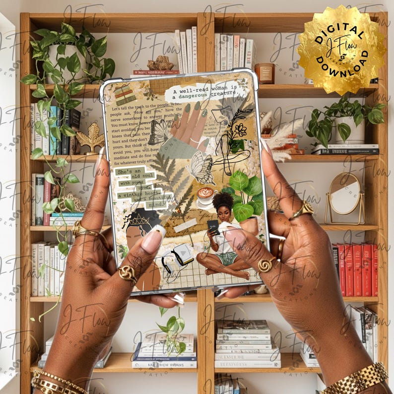 Earthy Vintage Black Girl Printable Kindle Insert - DIGITAL DOWNLOAD - Etsy