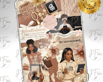 Aesthetic Mindfulness Black Girl Printable Kindle Insert - DIGITAL DOWNLOAD
