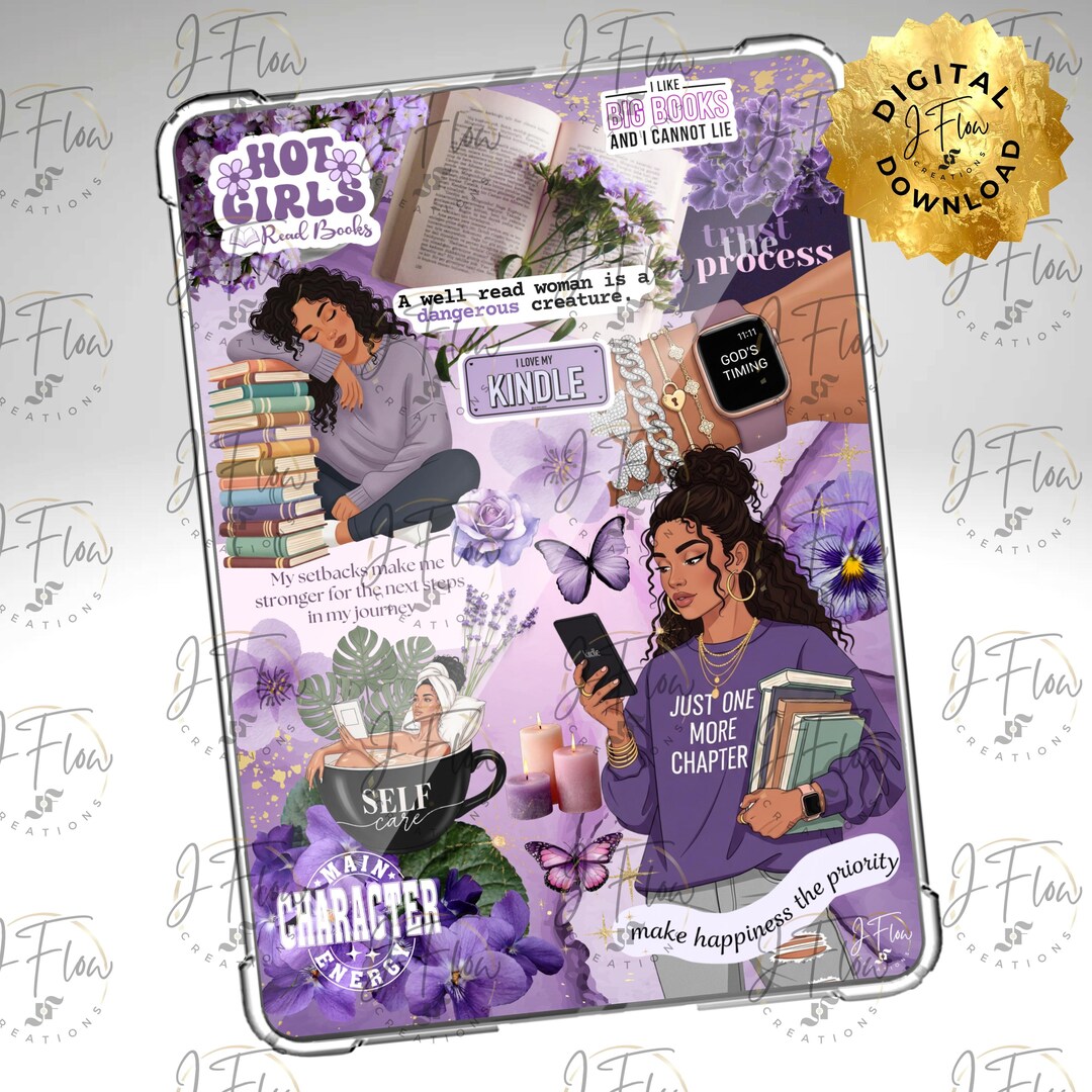 Purple Bookish Latina Printable Kindle Insert - DIGITAL DOWNLOAD - Etsy