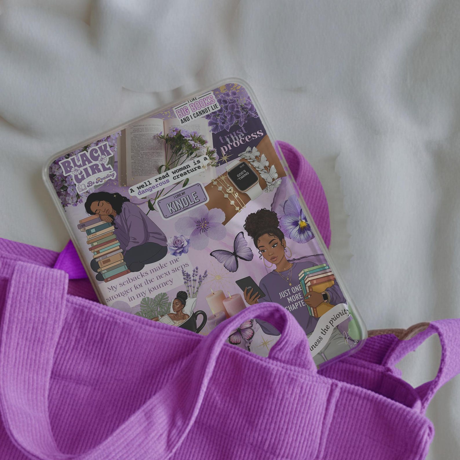 Purple Bookish Black Girl Printable Kindle Insert - DIGITAL DOWNLOAD - Etsy