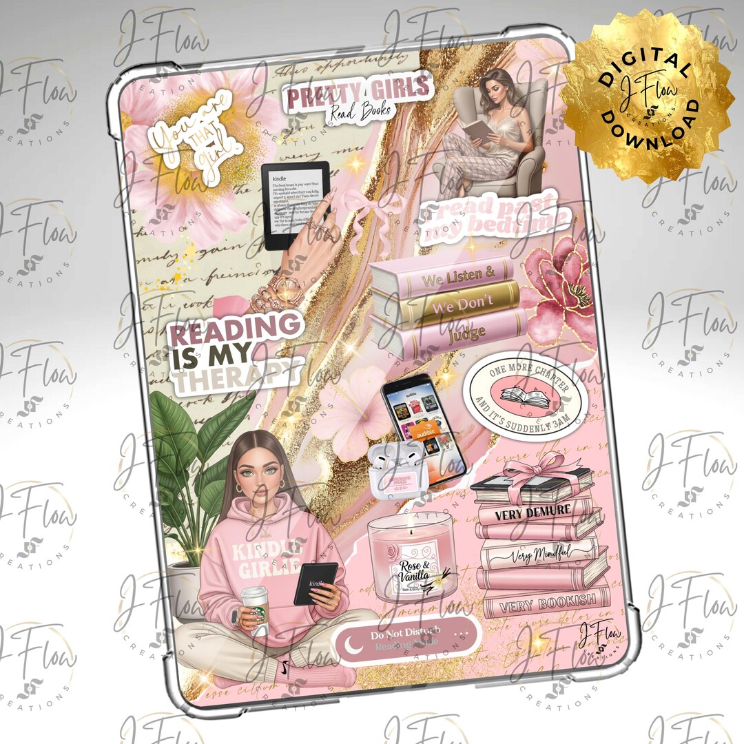 Pink Aesthetic Brunette Printable Kindle Insert - DIGITAL DOWNLOAD - Etsy