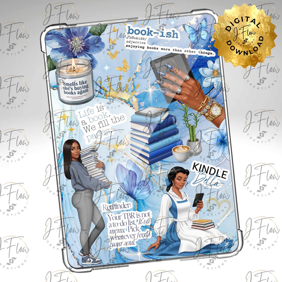 Blue Kindle Bella Black Girl Printable Kindle Insert - DIGITAL DOWNLOAD ...