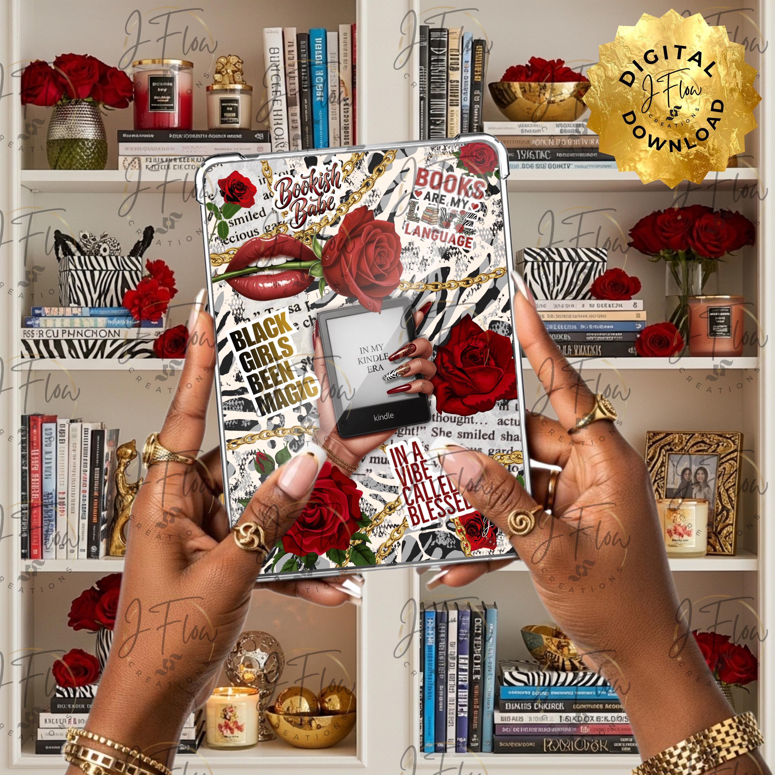 Bookish Babe Wild Rose Black Girl Printable Kindle Insert - DIGITAL ...