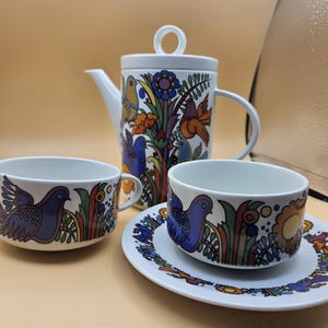 Villeroy And Boch Acapulco Tea Set, 70s' Boho Tableware, Mid Century Teapot, Vintage Retro