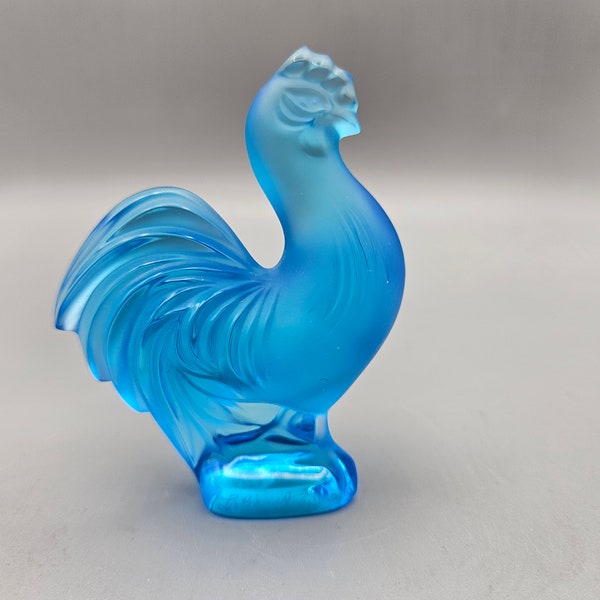 A Lalique Crystal Blue Rooster
