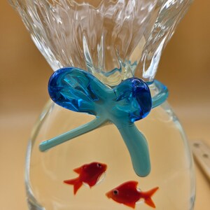 Poisson dans un sac vintage en verre d&#39;art de style Murano - Figurine/Sculpture poisson rouge