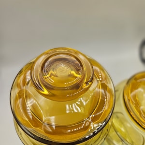 Beautiful Amber colour vintage LE Smith amber glass apothecary canister storage jars