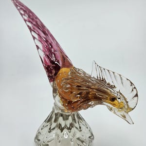 Vintage MURANO Colorful Glass Pheasant Figurine, Hand Blown Glass Bird, Italy, 1960s