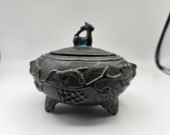 O0389 ヴィンテージ 日本製 ブロンズ製 香炉 蓋付き容器 金属工芸品