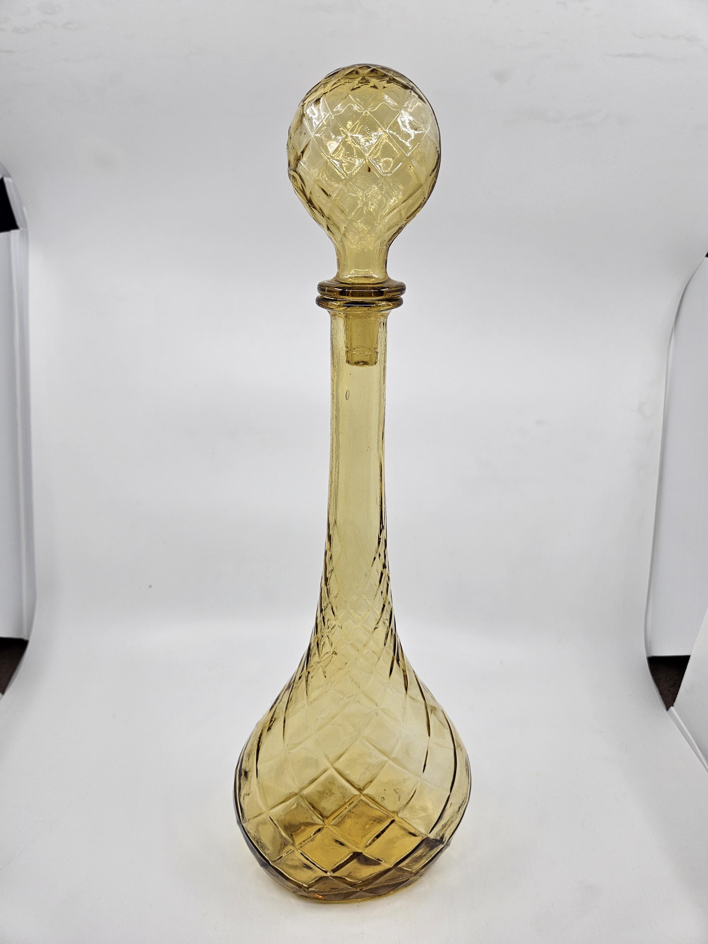 ヴィンテージ アンバー エンポリ ジーニー ボトル デキャンタ