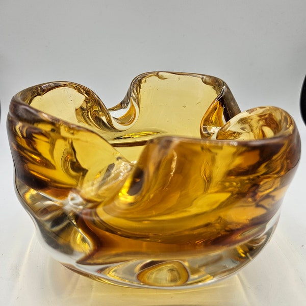 Art Glass Amber  Bowl potentially by Josef Hospodka for Chribska Sklarna, 1960s