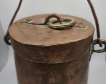 1800's Antique Primitive Copper Trade Bucket Dovetail Trade Pot