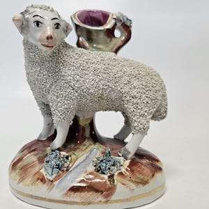 Staffordshire Ware, England Ram Spill Vase 19th Century