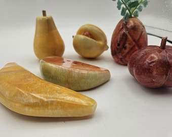 Vintage Alabaster stone fruit 6 pieces