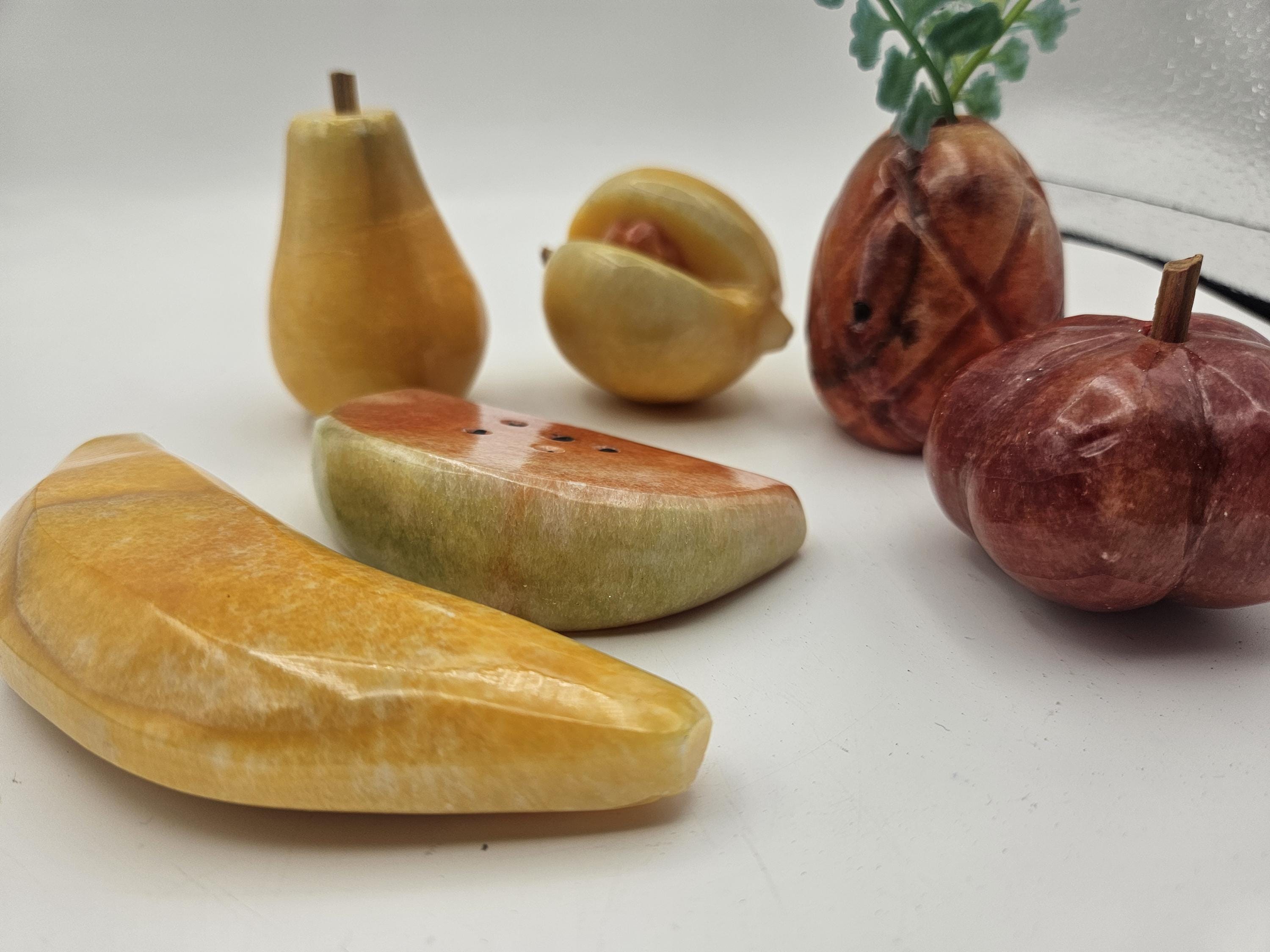 オニキス（大理石）のフラワーボウルとフルーツ Vintage stone fruit - Etsy 日本 オニキス（大理石）のフラワーボウル