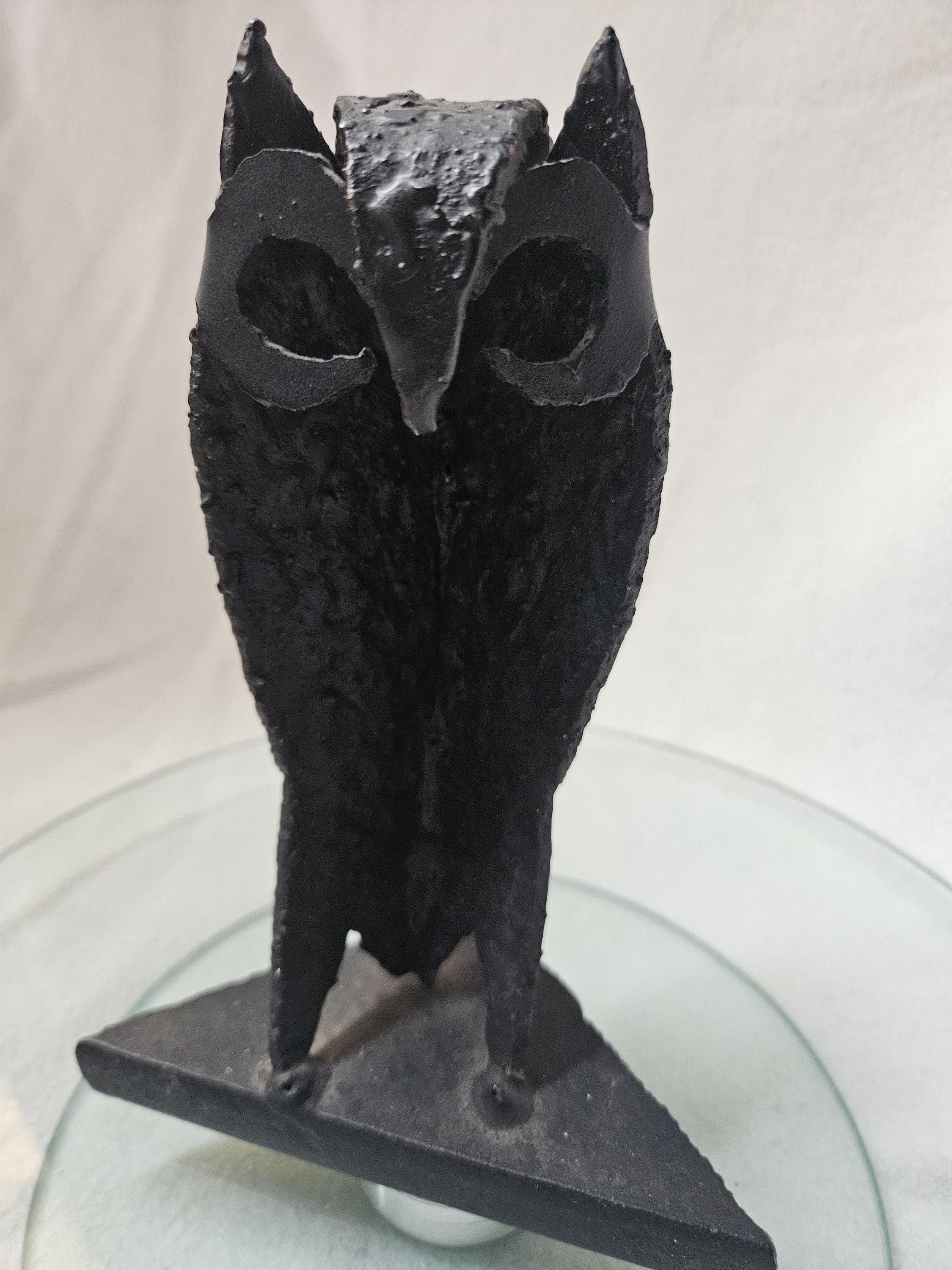 Brutalist/metal owl sculpture/Czechoslovakian/Canadian artist/Jaro Svitorka/sculpture