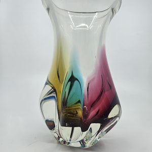 Sanyu Glassworks Narumi Rainbow  art glass Vase